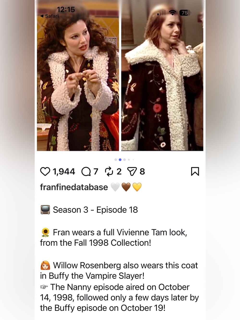 Vivienne Tam Vintage 1998 Iconic Fran Drescher/Buffy Vampire Slayer Embroidered - Picture 2 of 9
